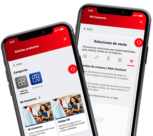 Dos celulares con pantallas del App Davivienda Inversión por Objetivos